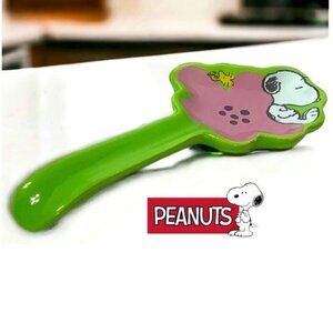 Snoopy Woodstock Spoon Rest Glazed Ceramic Functional Art Watermelon Pink Green